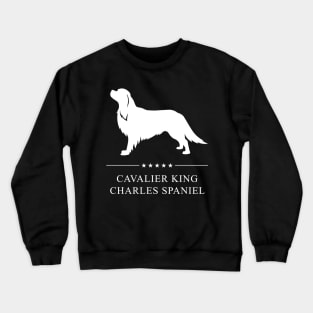 Cavalier King Charles Spaniel Dog White Silhouette Crewneck Sweatshirt